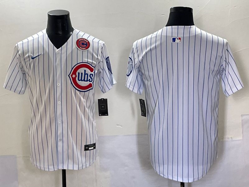 Men 2025 Chicago Cubs Blank White Stripe Fashion Nike MLB Jersey style 7033